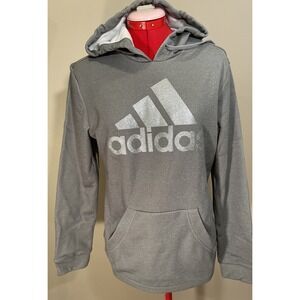 Adidas G&G Pullover Hoody Grey/Silver Glitter Logo Women's Size Small GD0877
